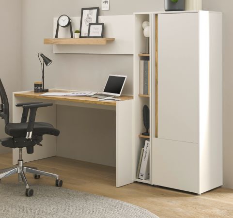 B�rom�bel Set Center in wei� und Wotan Eiche mit Schreibtisch, Aktenschrank und 2 x Regal f�r Homeoffice