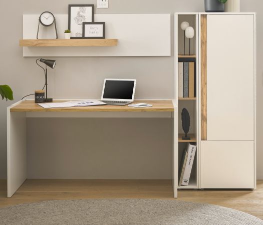 B�rom�bel Set Center in wei� und Wotan Eiche mit Schreibtisch, Aktenschrank und 2 x Regal f�r Homeoffice