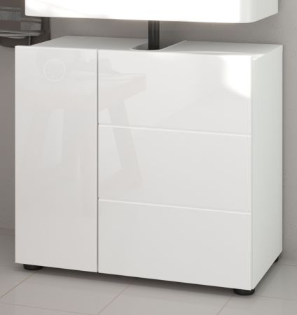 Waschbeckenunterschrank Larik in wei� Hochglanz Badezimmer Unterschrank 60 x 56 cm