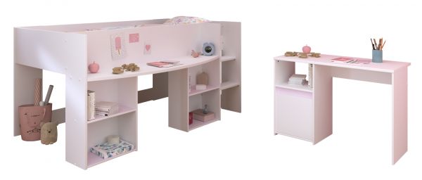 Parisot Kinder- und Jugendzimmer Pirouette17 in wei� mit grau oder rosa Komplett-Set 2-teilig