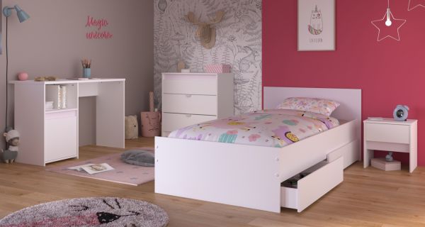 Parisot Kinder- und Jugendzimmer Pirouette25 in wei� mit grau oder rosa Komplett-Set 4-teilig