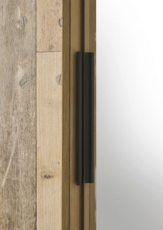 Kleiderschrank Stove in Used Wood hell und anthrazit Schiebet�rent�renschrank 3-t�rig mit Spiegel 201 x 209