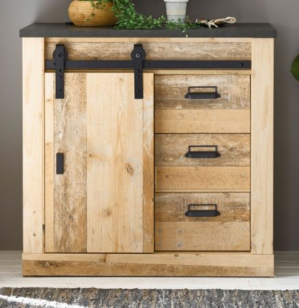 Kommode Stove in Used Wood hell und anthrazit Sideboard 93 x 91 cm