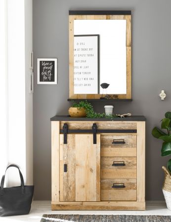 Kommode Stove in Used Wood hell und anthrazit Sideboard 93 x 91 cm
