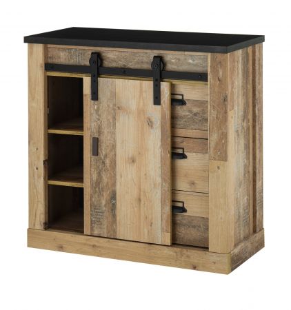 Kommode Stove in Used Wood hell und anthrazit Sideboard 93 x 91 cm