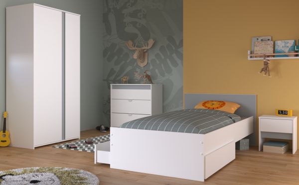 Parisot Kinder- und Jugendzimmer Pirouette22 in wei� mit grau oder rosa Komplett-Set 4-teilig