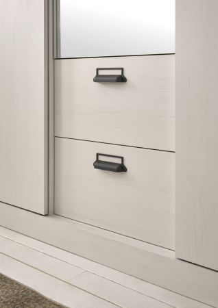 Kleiderschrank Stove in wei� Pinie und anthrazit Landhaus Schiebet�rent�renschrank 3-t�rig mit Spiegel 163 x 209