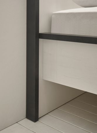 Bett Stove in wei� Pinie und anthrazit Landhaus Einzelbett Liegefl�che 140 x 200 cm