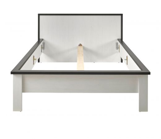 Bett Stove in wei� Pinie und anthrazit Landhaus Einzelbett Liegefl�che 140 x 200 cm