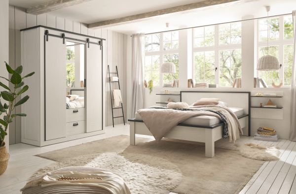 Wandpaneel Stove in wei� Pinie und anthrazit Landhaus Wandboard 60 x 54 cm