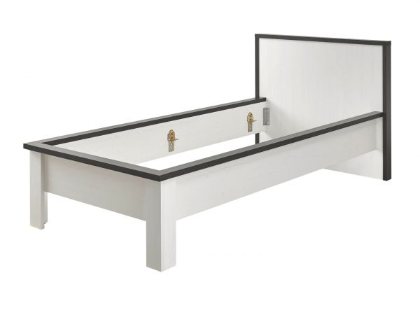 Schlafzimmer Set 2-teilig Stove in wei� Pinie Landhaus mit Einzelbett Liegefl�che 90 x 200 cm und Nachttisch