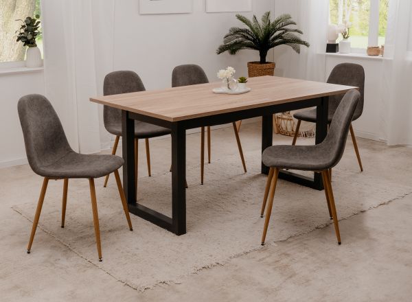 4 x Stuhl Lenja in grau Cord 4-Fu�stuhl K�chen- und Esszimmerstuhl 4er Set