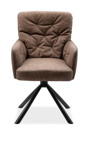 2 x Stuhl Milos in braun Leder-Optik 180� drehbar K�chen- und Esszimmerstuhl 2er Set