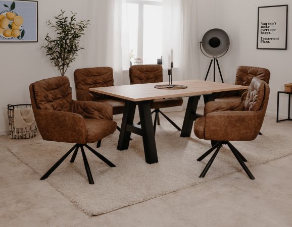 2 x Stuhl Milos in braun Leder-Optik 180� drehbar K�chen- und Esszimmerstuhl 2er Set