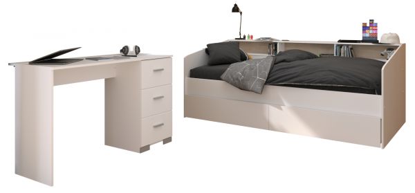 Parisot Kinder- und Jugendzimmer Sleep46 in wei� Set 2-teilig mit Stauraumbett und Schreibtisch
