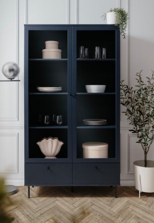 Vitrine Barina in blau Wohn- und Esszimmer Vitrinenschrank 100 x 183 cm