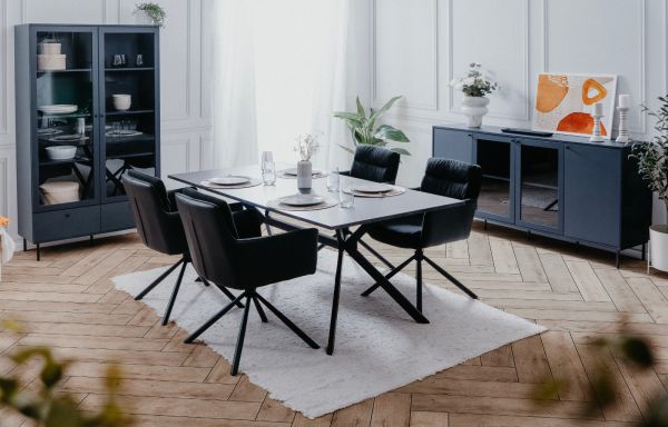 Vitrine Barina in blau Wohn- und Esszimmer Vitrinenschrank 100 x 183 cm