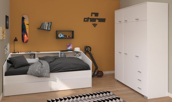 Parisot Kinder- und Jugendzimmer Sleep43 in wei� Komplett-Set 2-teilig mit Stauraumbett und Kleiderschrank