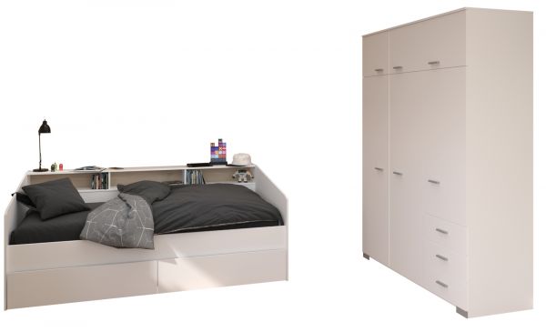 Parisot Kinder- und Jugendzimmer Sleep43 in wei� Komplett-Set 2-teilig mit Stauraumbett und Kleiderschrank