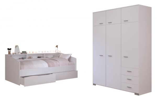 Parisot Kinder- und Jugendzimmer Sleep43 in wei� Komplett-Set 2-teilig mit Stauraumbett und Kleiderschrank