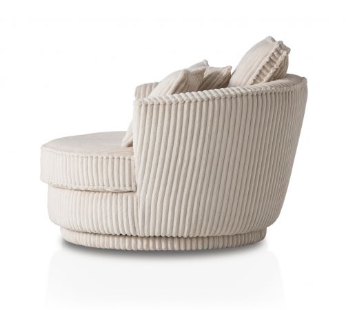 Drehsessel Comfy in wollwei� Mega Cord XL, Loveseat 360� inklusive 3x Kissen