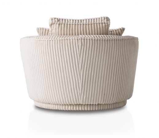 Drehsessel Comfy in wollwei� Mega Cord XL, Loveseat 360� inklusive 3x Kissen