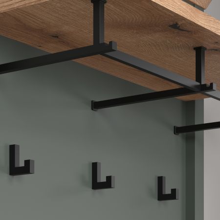 Garderobe Set 5-teilig Meadow in gr�n und Evoke Eiche Landhaus Garderobenkombination 261 x 198 cm