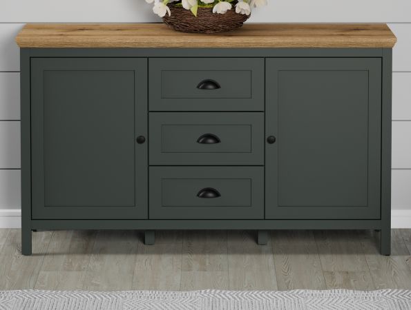 Sideboard Meadow in gr�n und Evoke Eiche Landhaus Wohn- und Esszimmer Kommode 146 x 86 cm