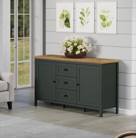 Sideboard Meadow in gr�n und Evoke Eiche Landhaus Wohn- und Esszimmer Kommode 146 x 86 cm