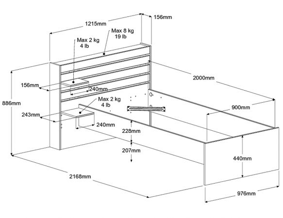 Parisot Kinder- und Jugendzimmer Stauraumbett Escale1 in Eiche japanisch Bett Liegefl�che 90 x 200 cm