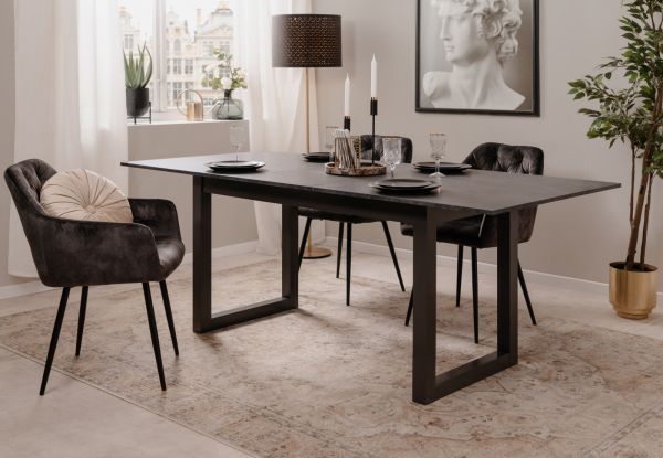 Esstisch Visby in Schiefer dunkel grau K�chentisch ausziehbar 160 / 200 x 90 cm