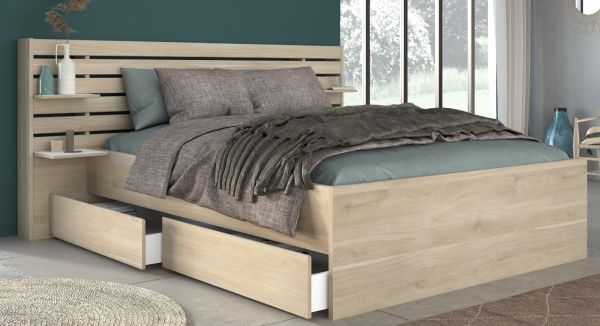 Parisot Stauraumbett Escale3 in Eiche japanisch Bett Liegefl�che 160 x 200 cm