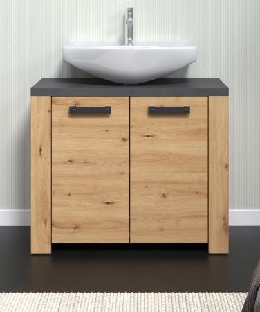 Waschbeckenunterschrank Jorik in Artisan Eiche und Matera grau Badezimmer Unterschrank 79 x 67 cm