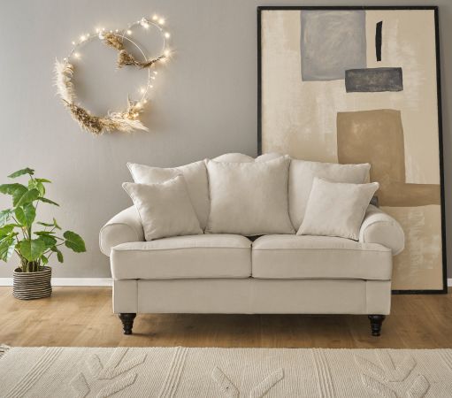 Sofa Adelina in beige Landhaus Couch 2-Sitzer 170 cm