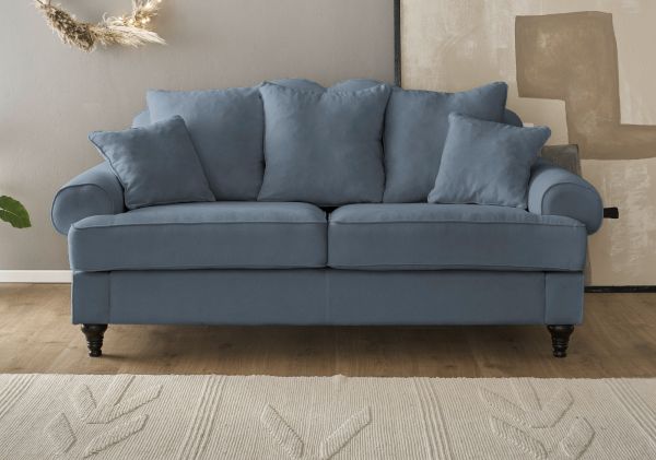 Sofa Adelina in blau Landhaus Couch 3-Sitzer 200 cm