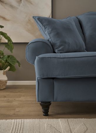 Sofa Adelina in blau Landhaus Couch 3-Sitzer 200 cm