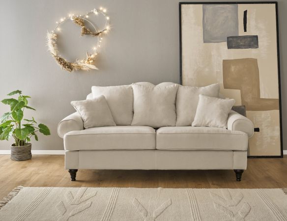 Sofa Adelina in beige Landhaus Couch 3-Sitzer 200 cm