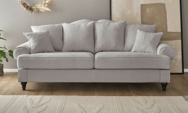 Sofa Adelina in hellgrau Landhaus Couch 3,5-Sitzer 230 cm