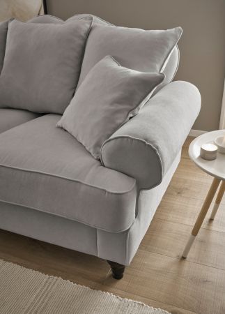 Sofa Adelina in hellgrau Landhaus Couch 3,5-Sitzer 230 cm
