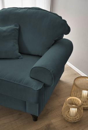 Sessel Set Adelina in blaugr�n Landhaus Loungesessel inklusive Hocker