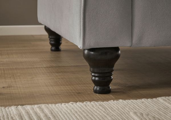 Sessel Set Adelina in hellgrau Landhaus Loungesessel inklusive Hocker