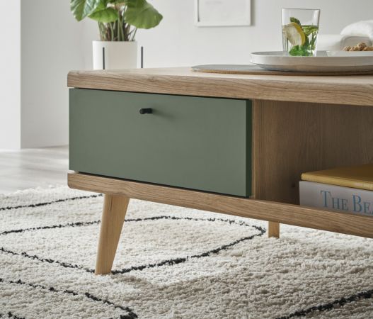 Couchtisch Juna in Salbei und Evoke Eiche Beistelltisch skandinavisch 107 x 67 cm