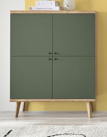 Highboard Juna in Salbei und Evoke Eiche Kommode skandinavisch 107 x 134 cm