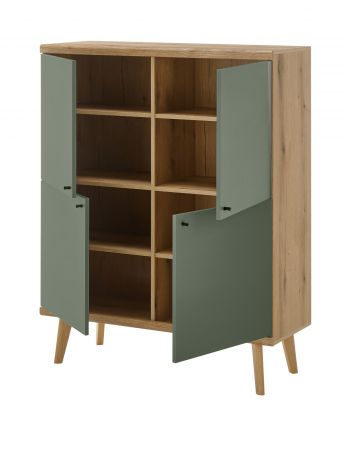 Highboard Juna in Salbei und Evoke Eiche Kommode skandinavisch 107 x 134 cm