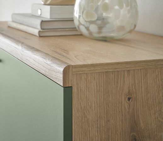 Highboard Juna in Salbei und Evoke Eiche Kommode skandinavisch 107 x 134 cm