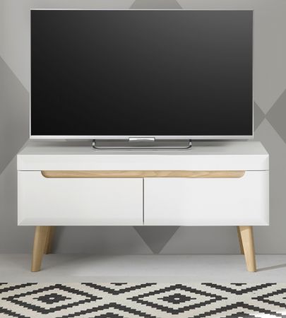 TV-Lowboard Isgard in wei� matt und Scandi Eiche TV Unterteil skandinavisch 107 x 50 cm