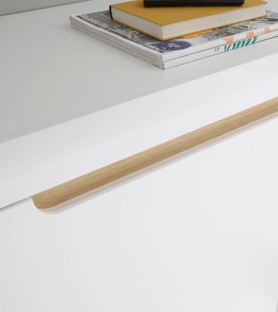 TV-Lowboard Isgard in wei� matt und Scandi Eiche TV Unterteil skandinavisch 107 x 50 cm