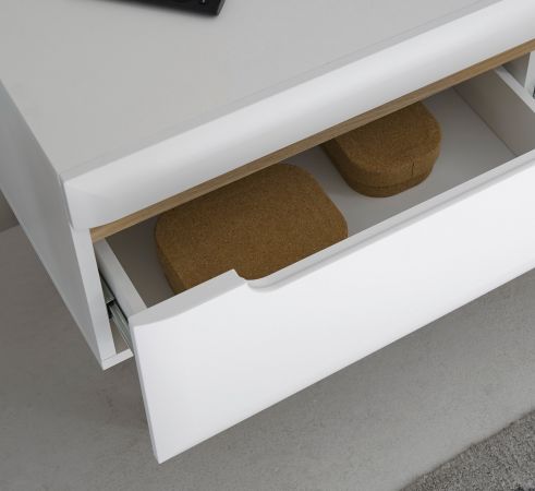 TV-Lowboard Isgard in wei� matt und Scandi Eiche TV Unterteil skandinavisch 107 x 50 cm