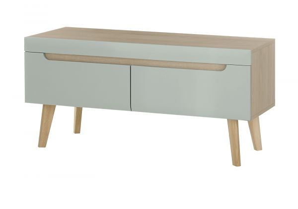 TV-Lowboard Isgard in Pistazie matt und Scandi Eiche TV Unterteil skandinavisch 107 x 50 cm