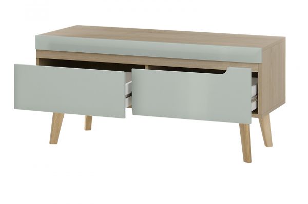 TV-Lowboard Isgard in Pistazie matt und Scandi Eiche TV Unterteil skandinavisch 107 x 50 cm